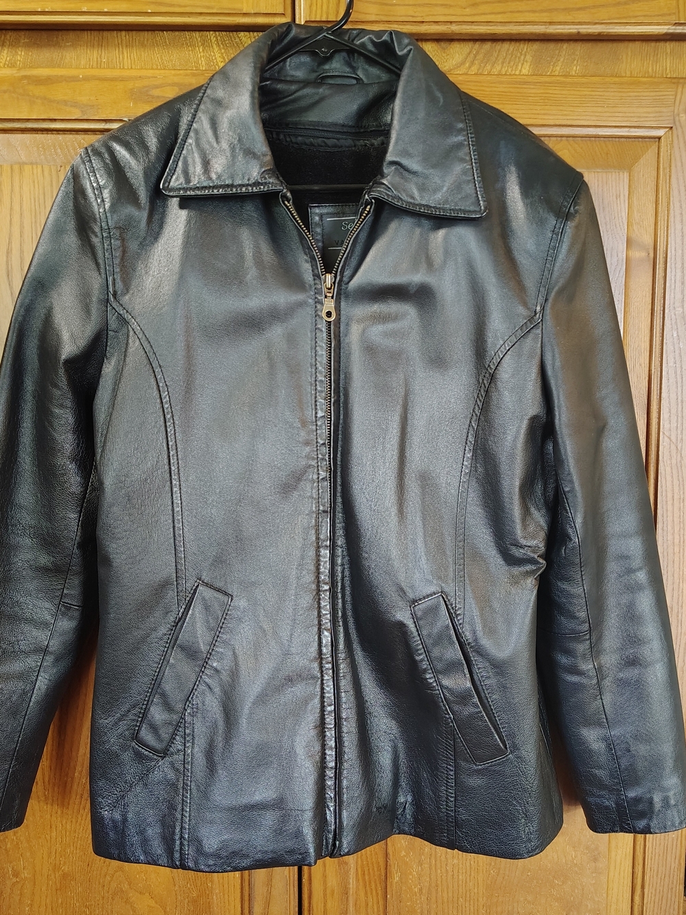 Sergio Vadducci Women’s L Black Leather Piel FullZip Jacket Removable Lining Vtg